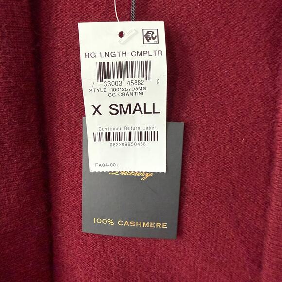 Cashmere NEW! Charter Club Luxury Burgundy size XS Open Cardigan - Picture 3 of 8